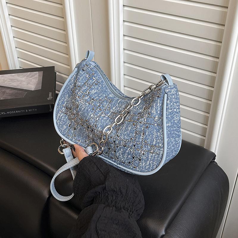 Niche denim dumpling bag women's 2025 new high-end fashion foreign style versatile single shoulder messenger bag