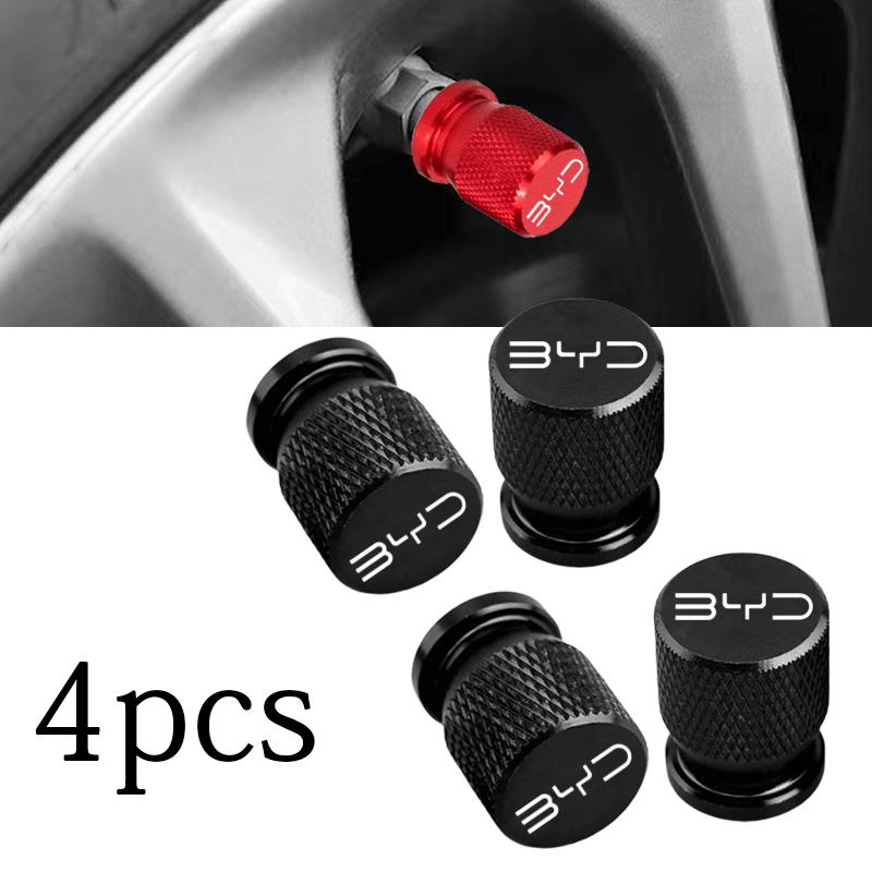 4pcs Car Wheel Tire Valve Caps Tyre Stem Covers Airdust Waterproof For BYD Tang F3 E6 Atto 3 Yuan Plus Song Max F0 G3 I3 Ea1 Dmi
