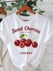 WomenS Cherry Graphic TShirt Sweet Cherries Enjoy the Taste Print Casual Crew Neck Sleeve Fashion Top Aesthetic Clothes