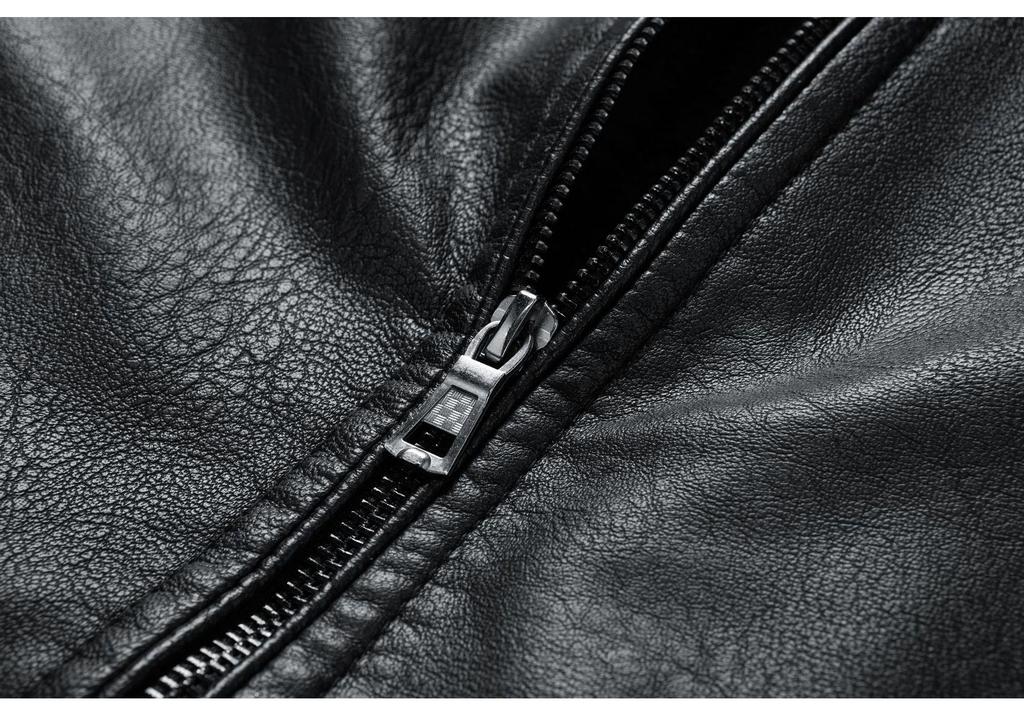 Men's Trendy Leather Stand Collar Motorcycle Jacket for Autumn and Winter