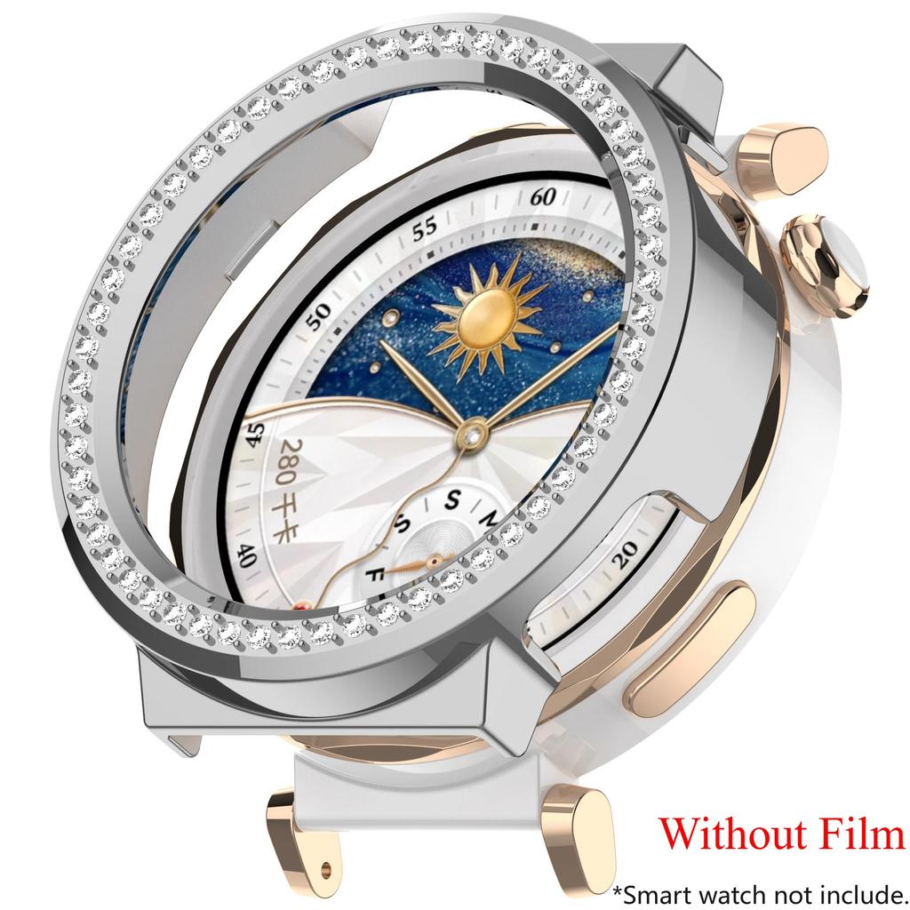 Bling PC Průhledné pouzdro pro Huawei Watch GT 5 4 41mm /5 Pro 42mm Kryt Kůže Samrt Pásek Diamantový Křišťálový Nárazník Ochranný GT5 GT4
