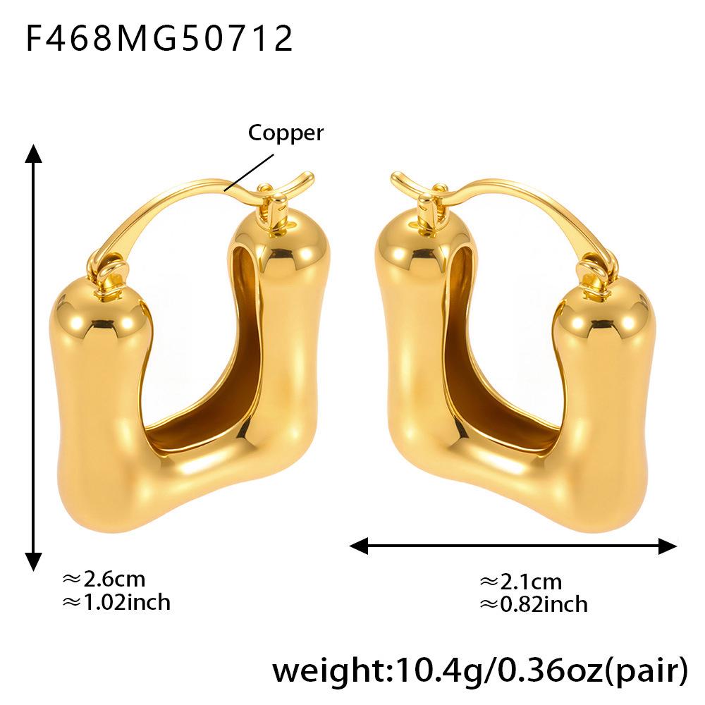 Qiong Yao 18K Gold-Plated Eco-Friendly Copper U-shaped Geometric Minimalist Earrings - Fade-Resistant