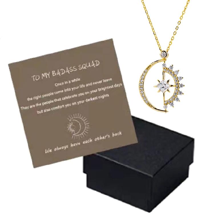 Sun Star and Moon Necklace Full Matching Geometric Sun Necklace for Wome 1