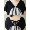 DIMANAF New 2025 Plus Size Summer Dress Loose Women V-Neck Vintage Stripe Casual Short Sleeve Dress Maxi