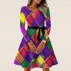 Damen Casual Mode Langarm Vintage Lange Kleider