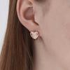 14K Ballroom Heart Carved Cubic One-Touch Earrings C24EGP212