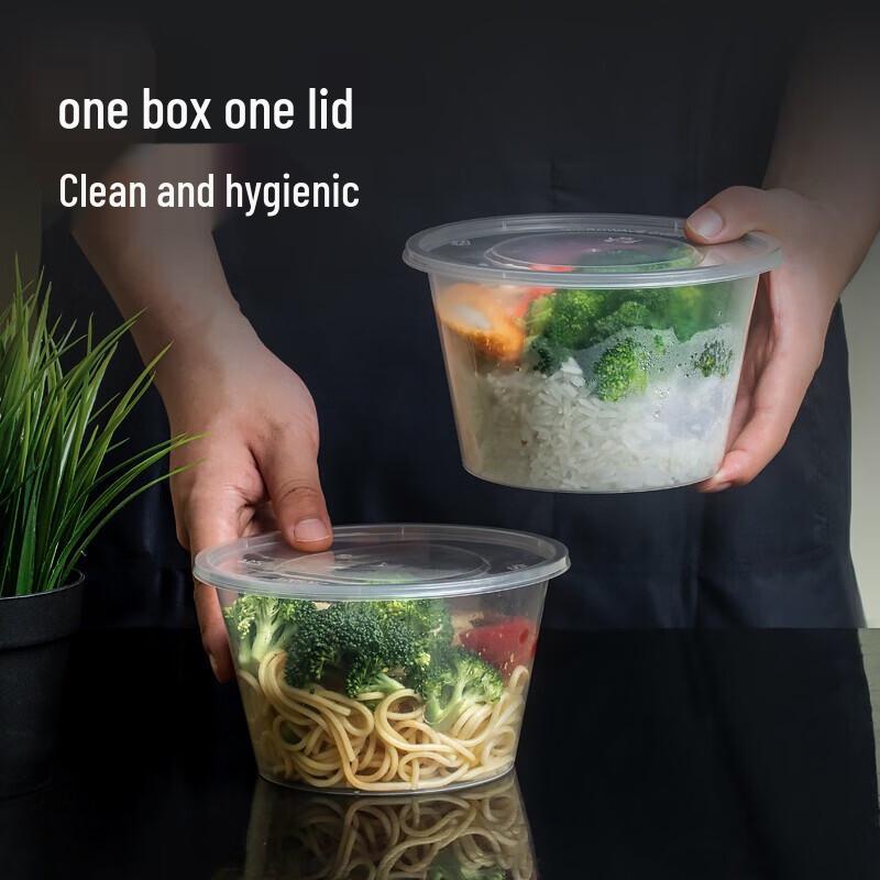 Contenant alimentaire rond transparent en plastique jetable avec couvercle