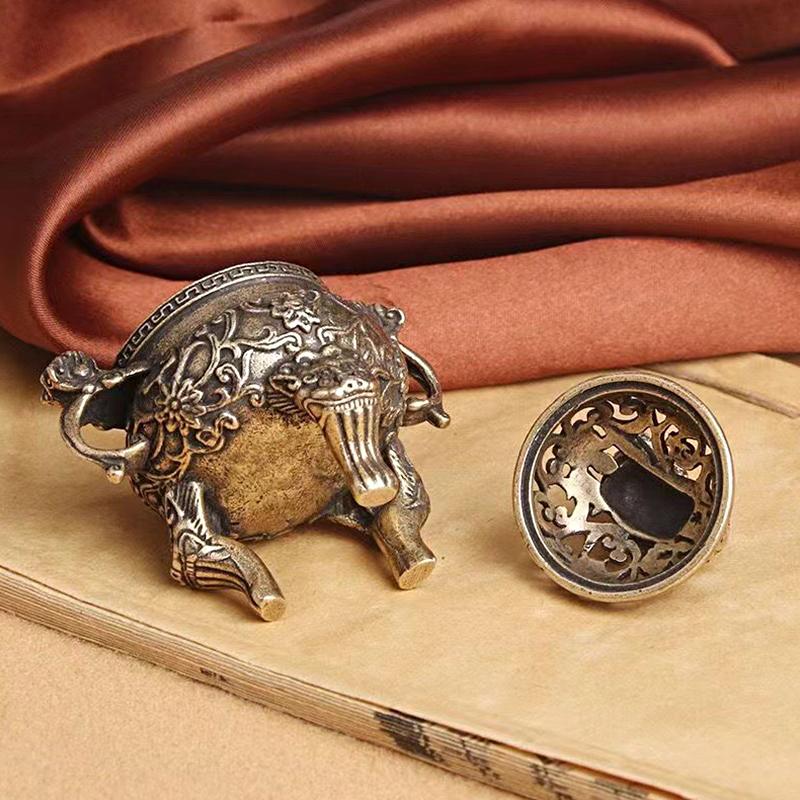 Antiker Räucherbrenner Buddhistischer Mini Kirin Räucherkessel Retro Kupfer Sandelholz Räucherstäbchenhalter Ornament Heim Büro Dekoration