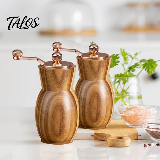 Acacia Wood Pepper Mill Manual Grinder Modern Hand-Cranked with Body Ceramic Blade Herb Metal Handle Blades Retro Salt for Kitchen Spice Container