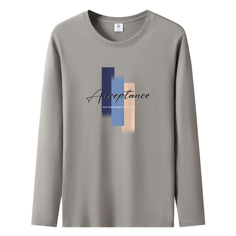 S-5XL Mens Long Sleeved Tee Shirt Pure Cotton Man Casual Pullovers Large Size