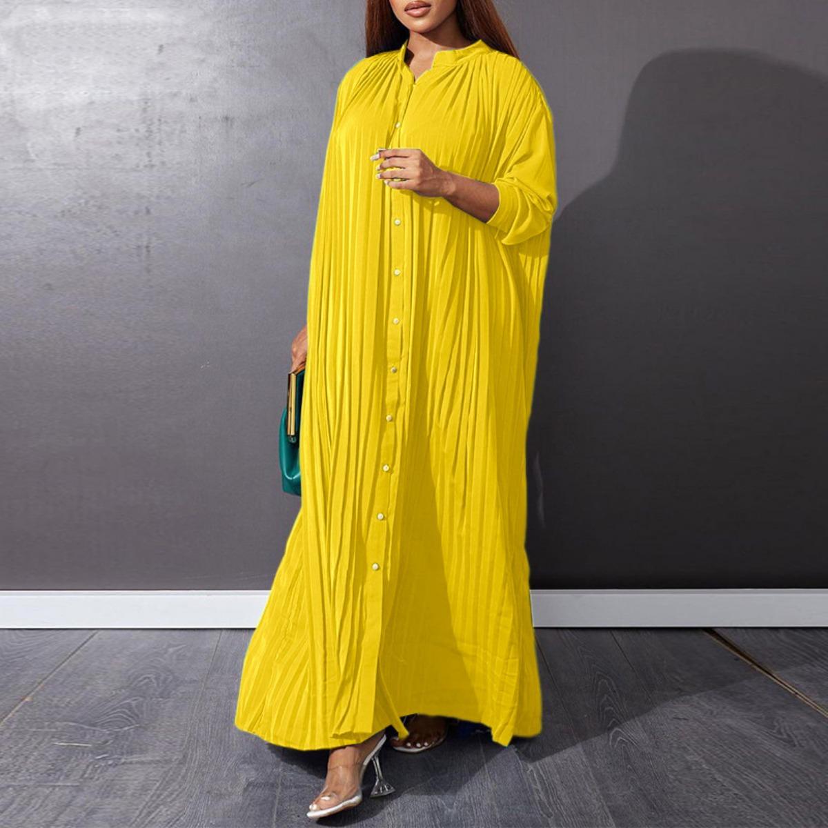 

Summer Plus Size Women s Pleated Loose Casual Dress, European American Fashion Casual Dress, Cross-border Women Clothing 5XL жовтий