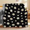 Black Daisy Print Blanket 2D Soft Cozy Flannel Throw Blanket For Bed Couch Sofa Camping Travel Warm Blanket For Home Decor Gift