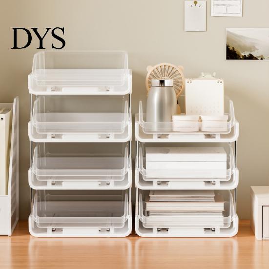 Vertical File Sorter Double Layer Desktop Storage Rack, Stackable Clear PP Organizer, Financial Document Space Saving Holder, for Office School