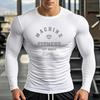 Muscleguys Machine Fitness Mens Long Sleeve Running T-Shirts Autunm Anti-Wrinkle Crewneck Gym Workout Muscle Tight Lightweight T Shirts