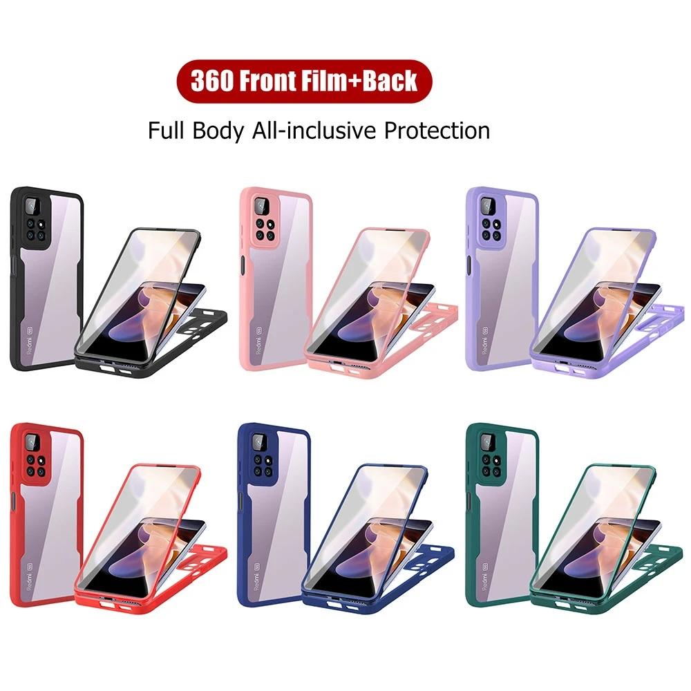 جرابات حماية كاملة 360 درجة أمامية وخلفية لهواتف Xiaomi Redmi Note 11 10s 11s 9 Pro 10C Mi 12 lite 12T 11T Poco X4 X3 Pro F3