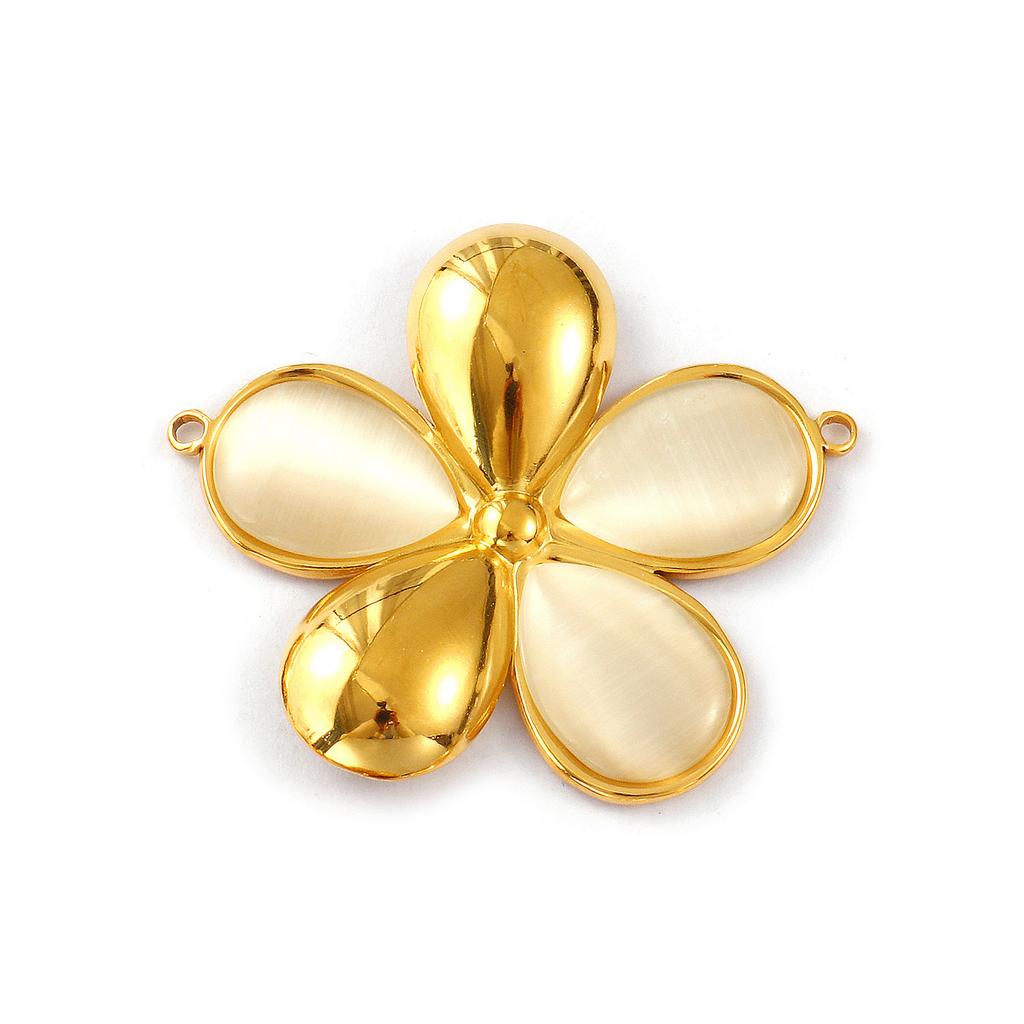 1 Piece 304 Stainless Steel Connectors Charms Pendants 18K Gold Plated Flower Heart Oval For DIY Necklace Jewelry Making Finding
