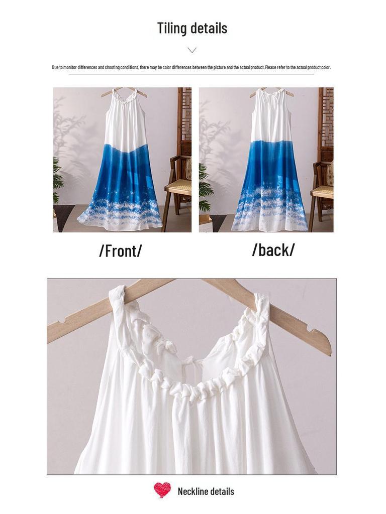 Yunnan Tie-Dye French High-End Summer Lace-Up Dress