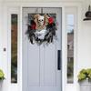 Halloween Skull Door Wreath Gothic Garland Creepy Decor Artificial Hanging Ornament for Porch
