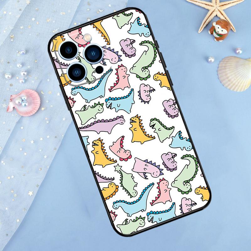 Fun Dinosaur Pattern Dino Case For iPhone 17 Pro Max 16 15 14 12 11 13 Pro Max Plus 12 13 Mini 16e 17 Air Back Cover