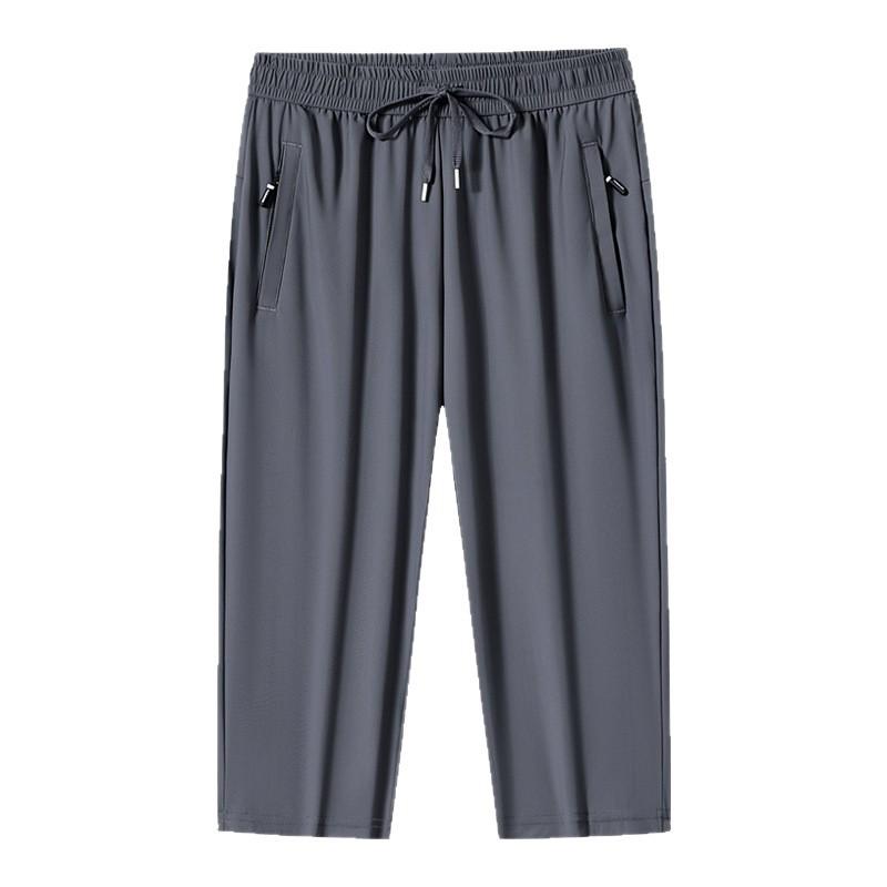 Unisex Quick-Dry Elastic Capris - Plus Size, Ice Silk, Loose Fit for Outdoor and Running