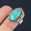 Natural Turquoise Gemstone 925 Sterling Silver Trio Shank Beaded Ring For Women & Girls