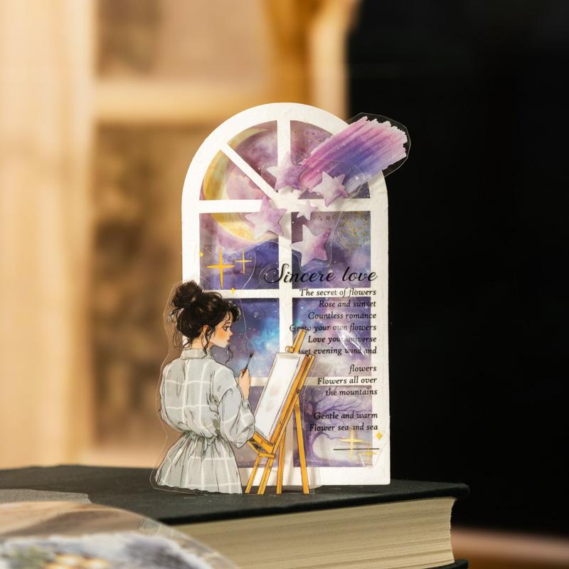 1Roll Night Theme Die-Cut Washi Tape Account Hand Decoration For Office Photo Frames Cup Stationery Box Diary Back To School