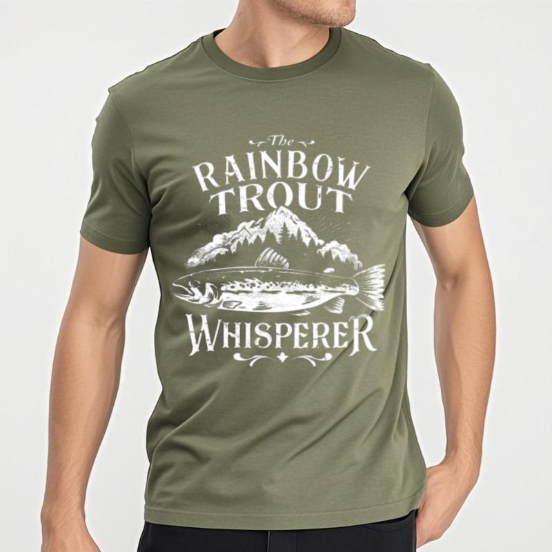 Relaxed Fit For Her Oneck Tshirt Streetwear The Rainbow Trout Whisperer Mountain Fish Design Cool For Her Teeshirt New Tee