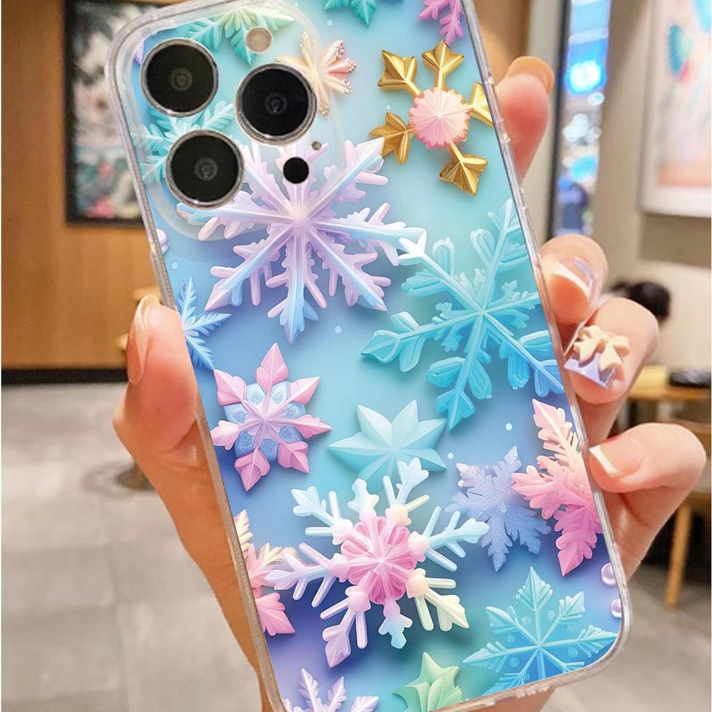 Vibrant Snowflake Anti-drop Clear Case for iPhone 14/15/16/17 Promax Series