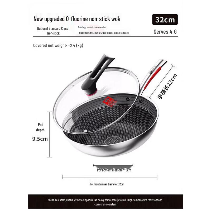 KOBACH 316 Triple-Layer Steel Wok Set 32cm