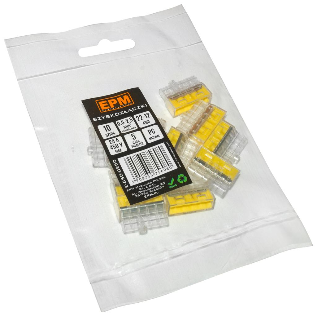 Quick Connector 5*0.5-2.5Mm2 Transparent/Yellow 10 Pcs - E-650-0250