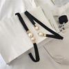 Women Waist Belt Elastic Thin Versatile Adjustable Faux Leather Creative Pearl Buckle Ladies Waistband Dress Belt for Daily Wear