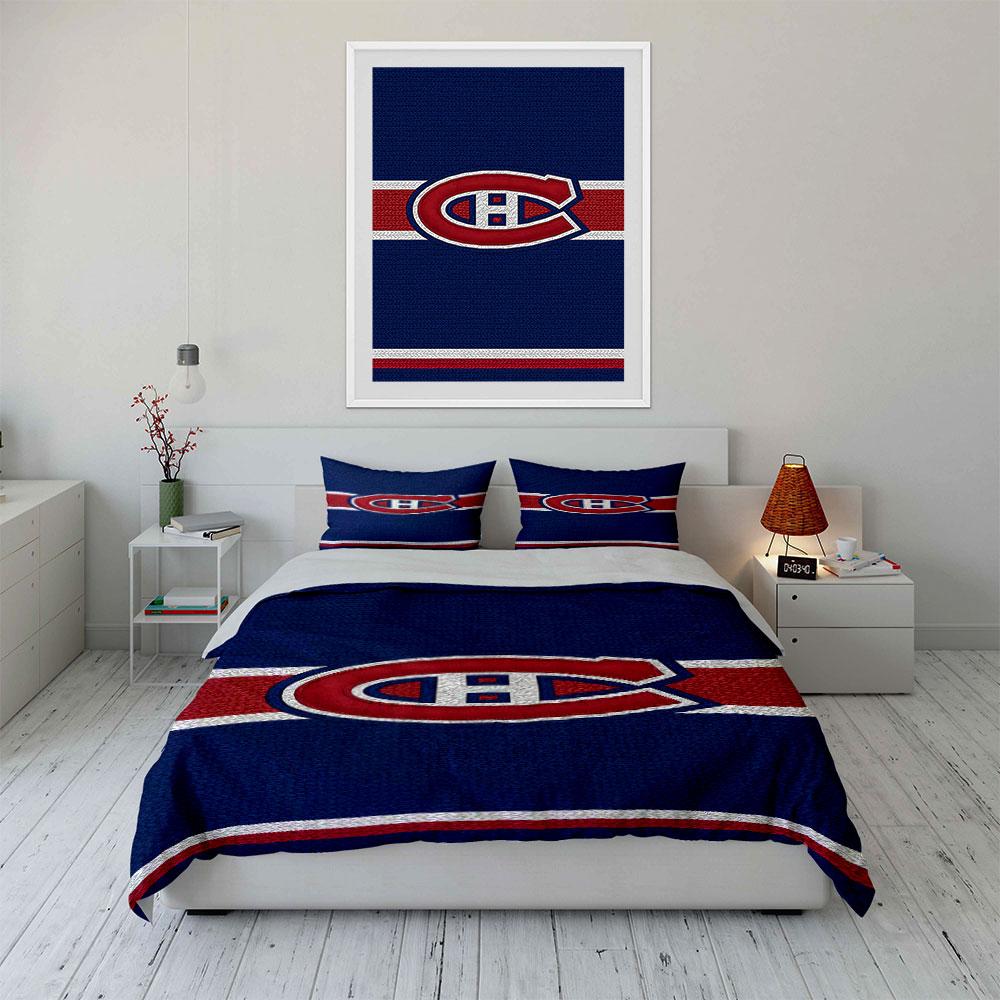 "Red and Blue Knitted Logo Design" Print Bedding Set Duvet Cover Pillowcases (1* Duvet Cover 2* Pillowcases Do Not Include Comforter)