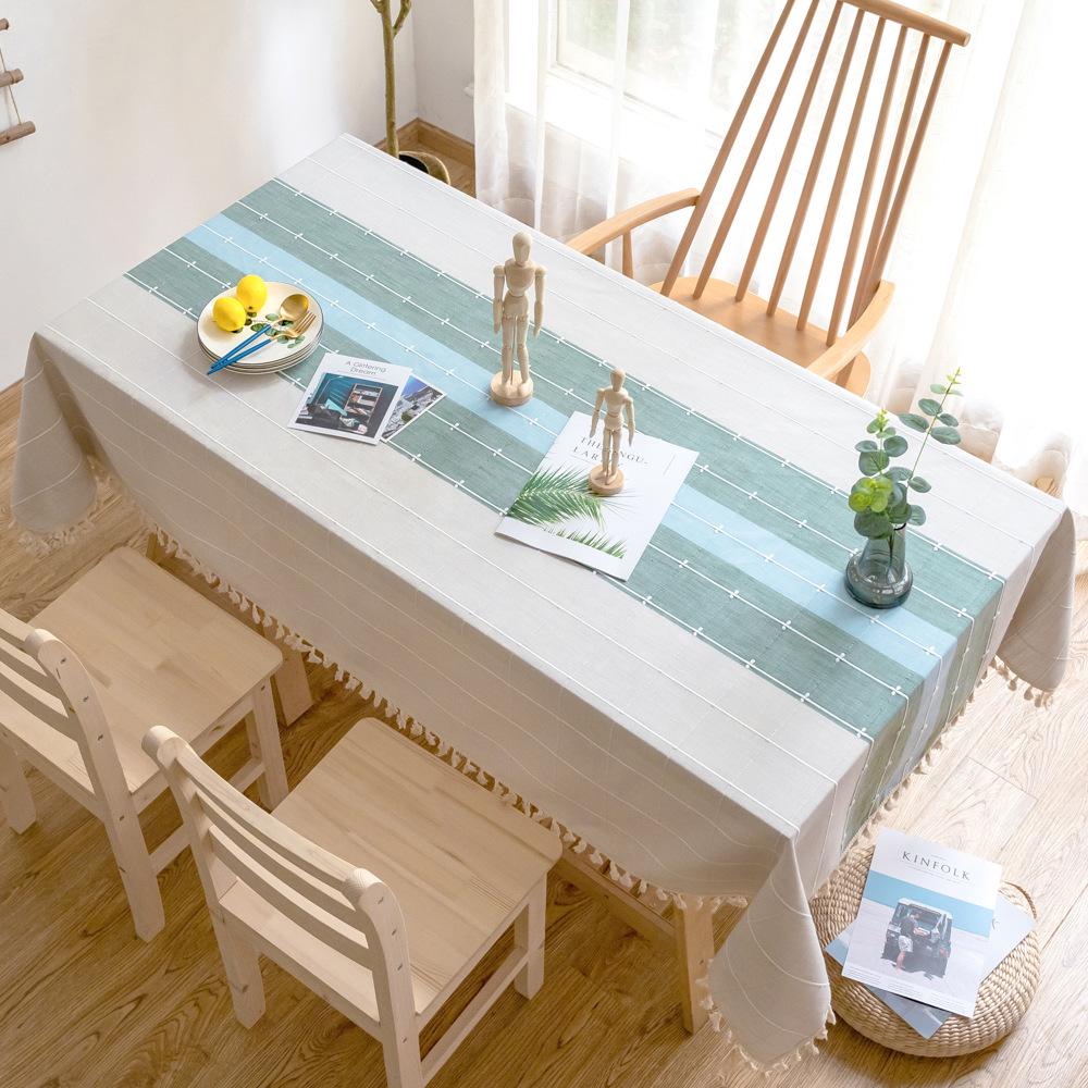 Modern Simple Plaid Rectangular Fabric Tablecloth Four-Color Striped Photo Decoration Round Table Mesh Plaid Cover
