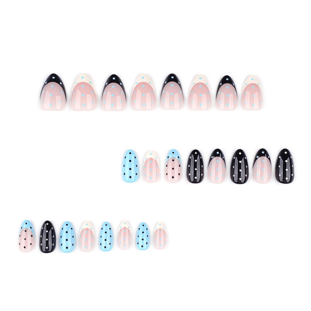 Hot-selling French Wear Nail Art European and American Popular Polka Dot Nail Pieces False Nail Almond Nail Pieces