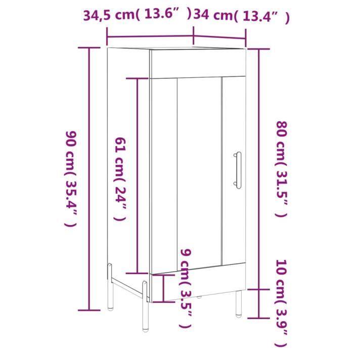 VidaXL Buffet Noir 34,5x34x90 cm Bois d'ingénierie 830453