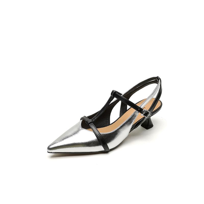 Fashion New Summer Sandals Patent Leather Pointed Toe Sandals for Women Fashion Mixed Color Cover Toe Sandals Ladies Shoes Women