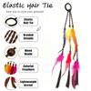 2pcs Rubber Band Headband Bohemian Feather Hair Extensions Handmade Twist Braid Ponytail  Daily Use