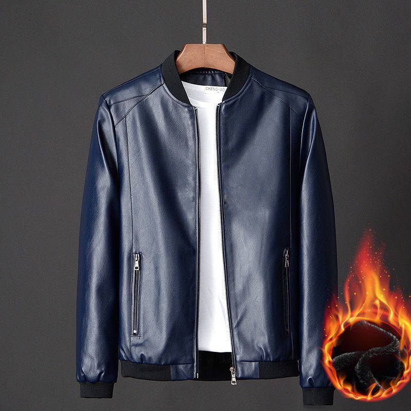 Men's New Youth Jacket Men's Stand-up Collar Velvet Korean Version Slim-fitting Short Clothes