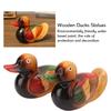 2pcs Color Lasting Wooden Duck Statues Hand Carved Hand Painted Duck Figurine  Home Decor