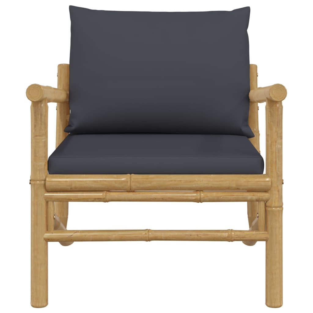 vidaXL Gartenstühle 2 Stk. mit Dunkelgrauen Kissen Bambus