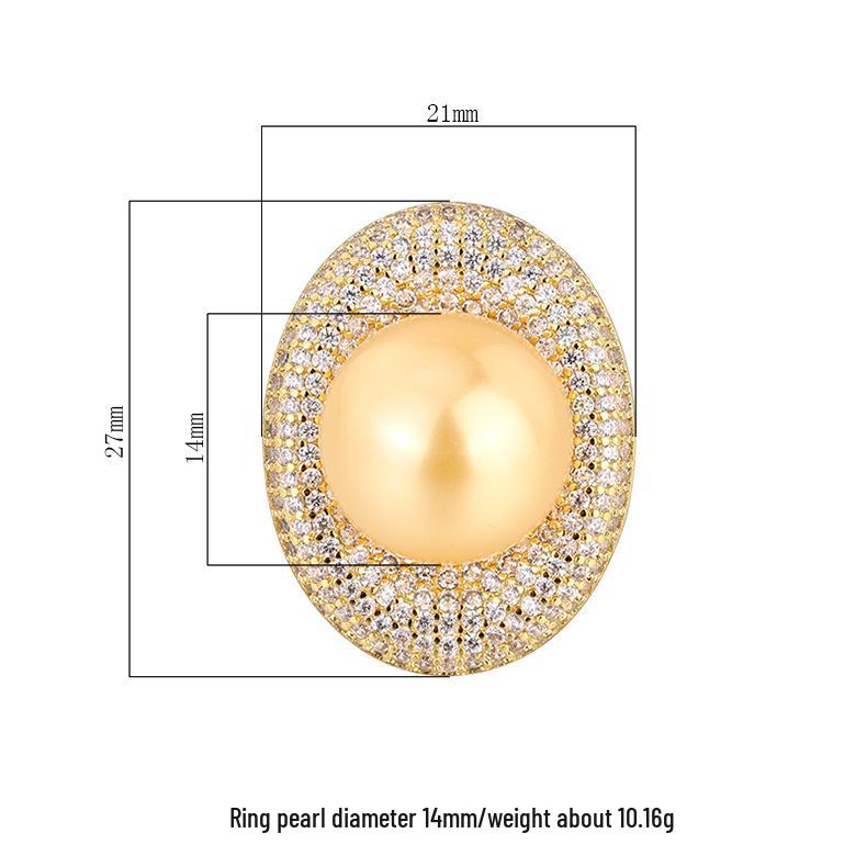 Ladies' Vintage South Sea Golden Pearl & Diamond Adjustable Ring