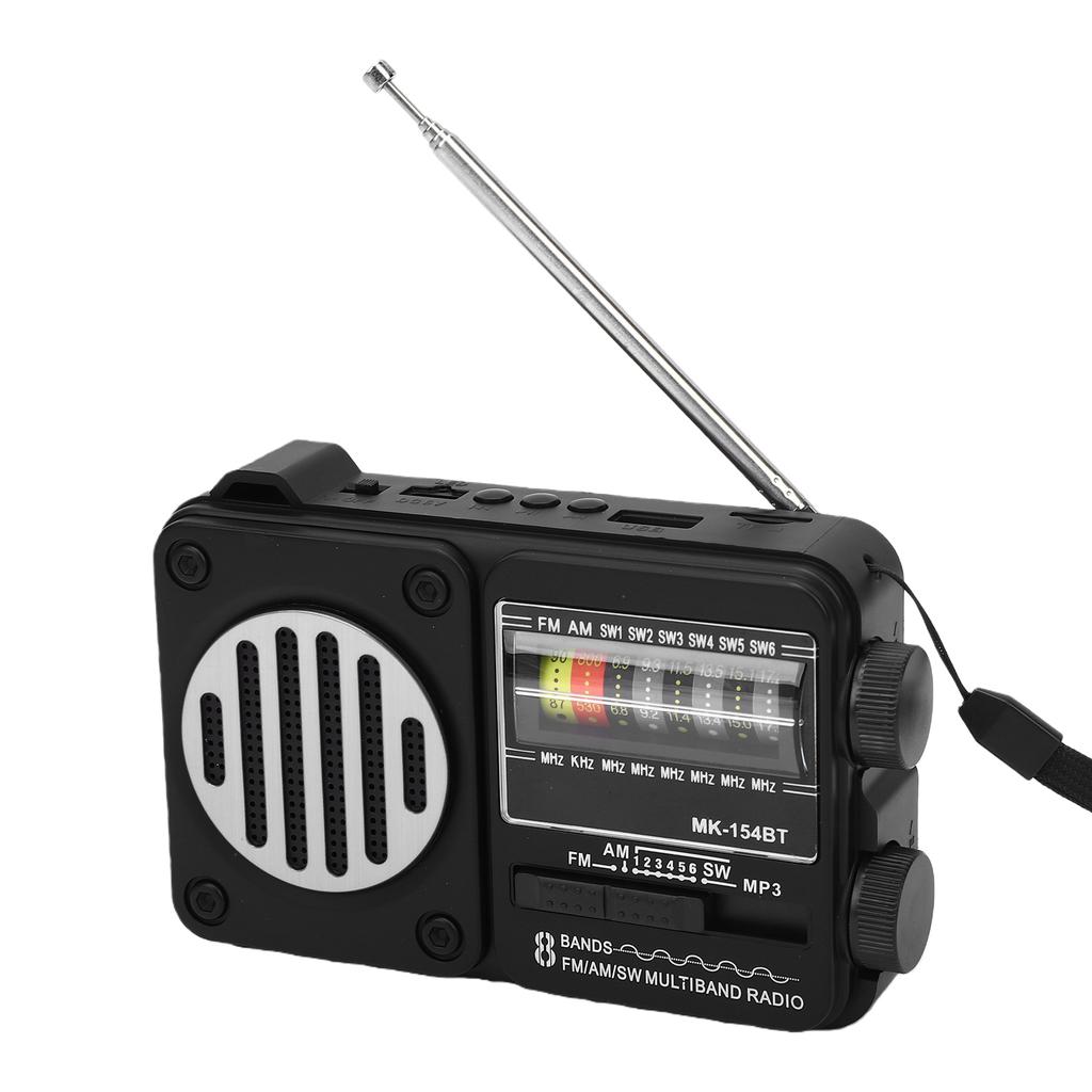 AM FM SW Radio USB Rechargeable Support Memory Card USB Playing Portable Bluetooth Radio with Flashlight Large Knob