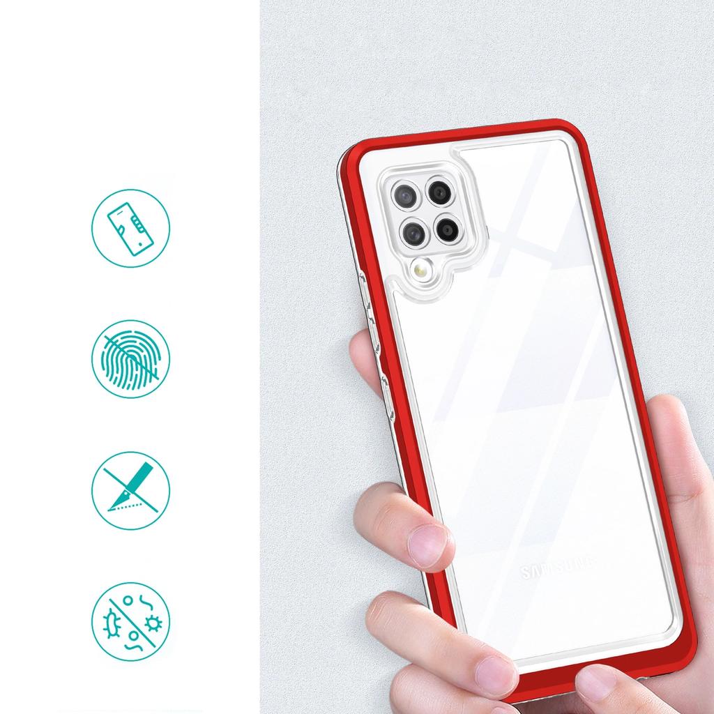 Clear 3In1 Etui Do Samsung Galaxy A42 5G Żelowy Pokrowiec Z Ramką Czerwony