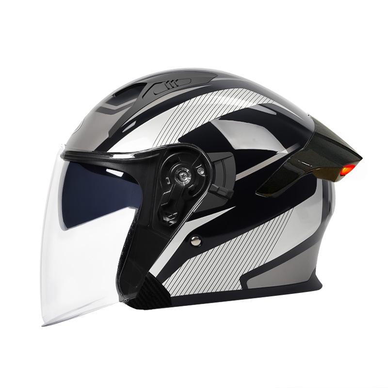 Unisex Smart LED Motorcycle Helmet with Long Battery Life, Suitable for All Seasons - Three-Quarter Design