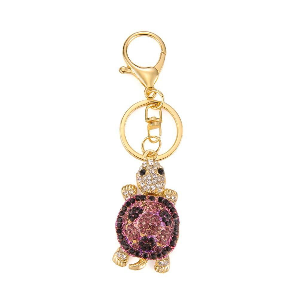 Shiny Rhinestones Turtle Keychain Mini Rhinestones Turtle Pendant  Car Key Ring