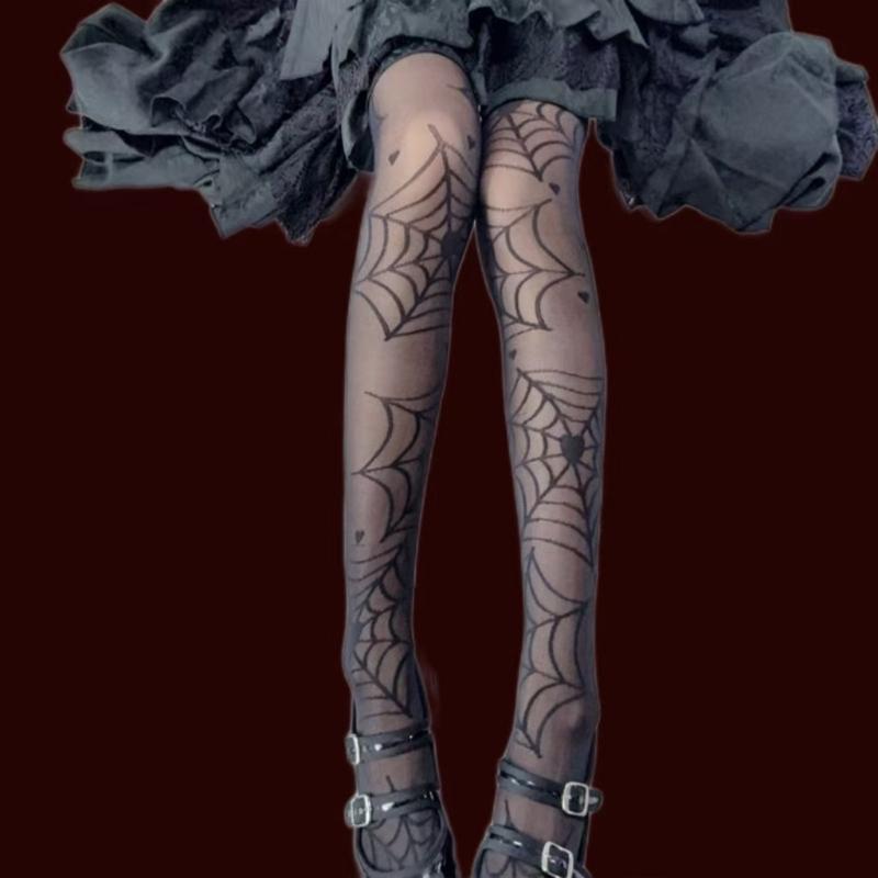 Calze Autoreggenti con Motivo Ragnatela Design Elasticizzato Casual per Vestirsi Calze Lunghe Trasparenti Sopra il Ginocchio per Donna Calzetteria