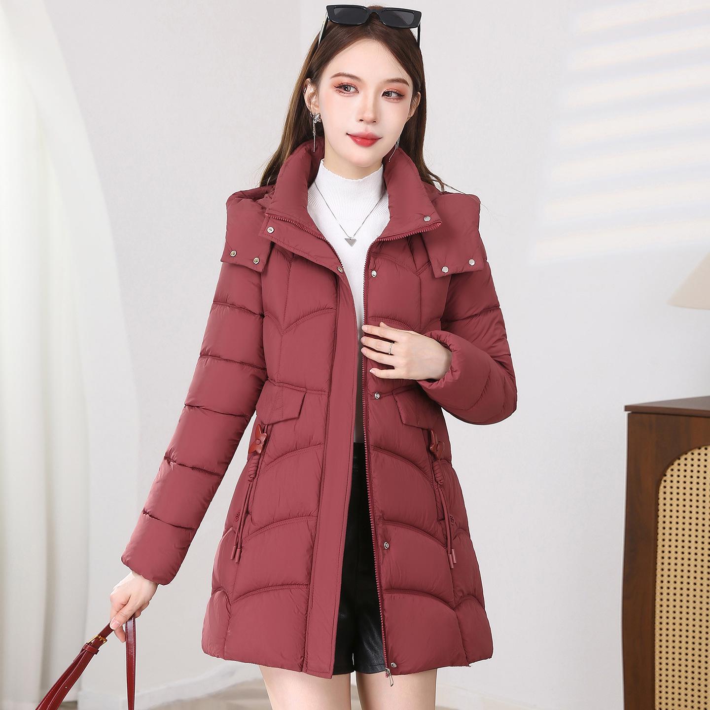 

Женское зимнее хлопковое пальто с капюшоном премиум-класса - Приталенное, средней длины, с утолщенным наполнителем 4XL (for 120-135 jin) красный