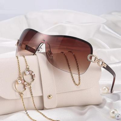 Women Luxury Sunglasses Vintage Gradient Style Sun Glasses Men Rimless Pilot Goggles Unisex Glasses for Spicy Girls