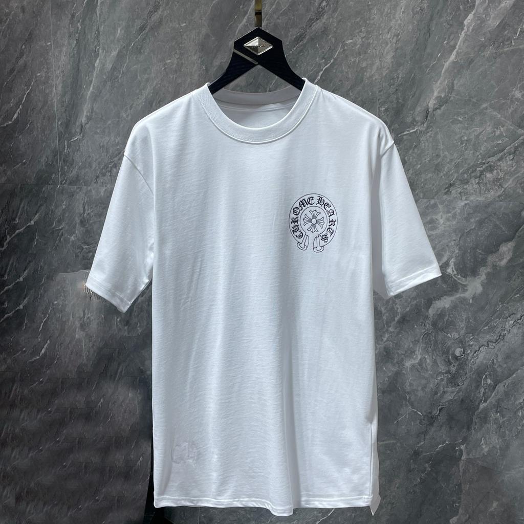 8702 CHROME HEARTS Summer New High Quality Cotton Round Neck Loose Large Size Men's and Women's T-shirt Couple T-shirt