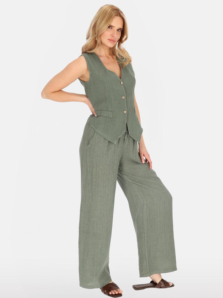 WOMEN' STRIPED LINEN VEST